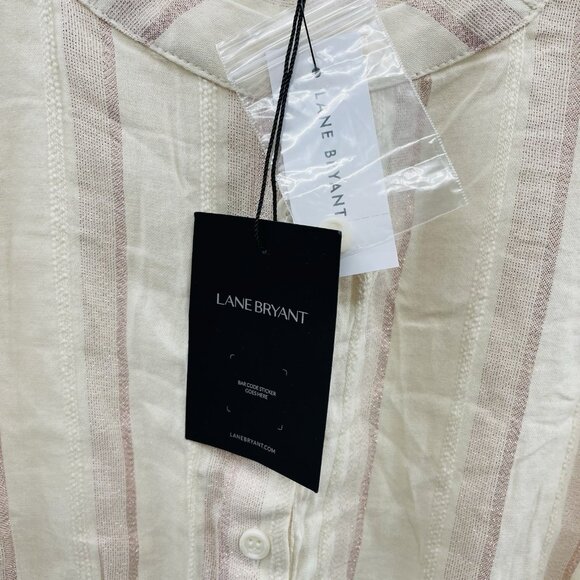 Lane Bryant Womens Plus Size 16 Hidden Button Metallic Stripe Peplum Tunic 2601 - Picture 8 of 11